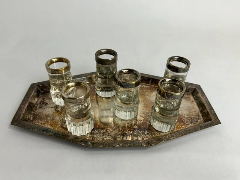 Hot Pamono Shot Glasses by Adolf Loos for Bakalowits & Söhne, 1890s, Set of 6