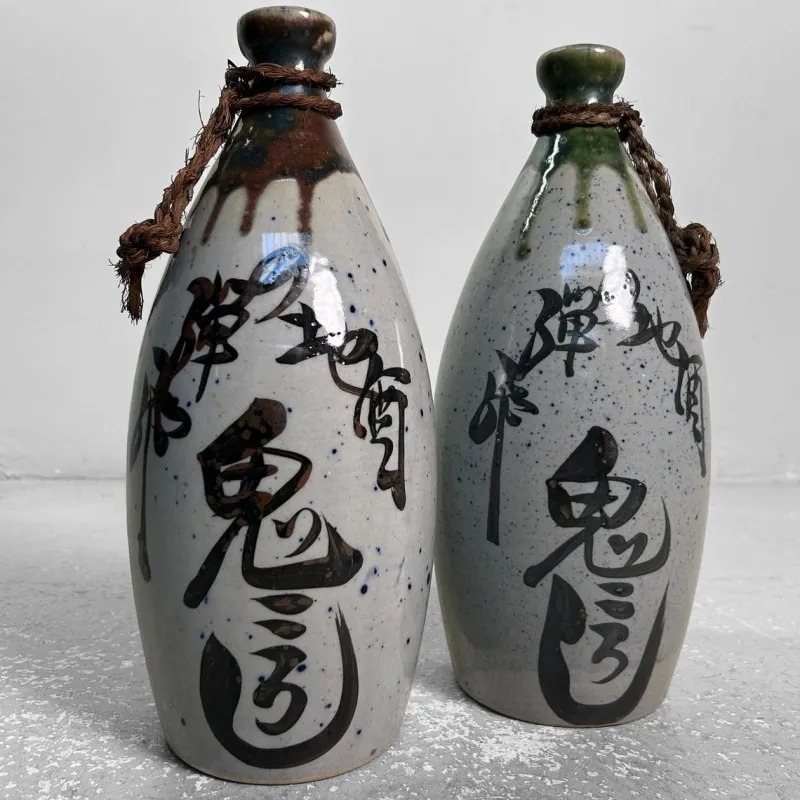 Pamono Shōwa Era Ceramic Tokkuri Sake Bottles, Japan, 1960s, Set of 2> Bottles, Carafes & Jugs