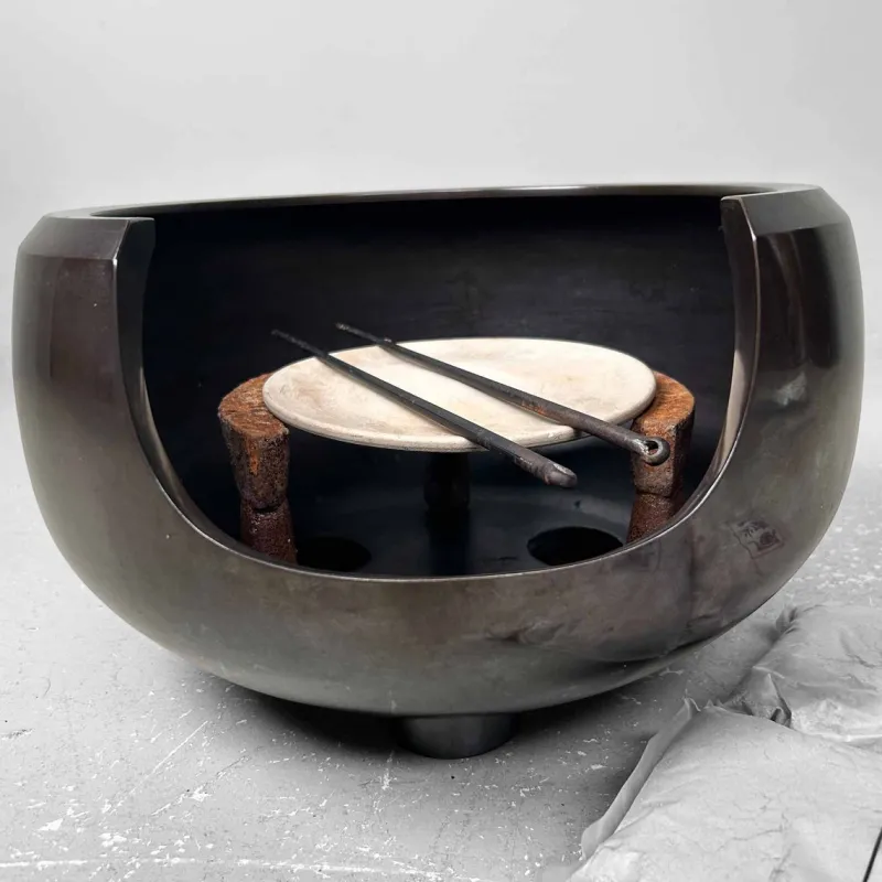 Hot Pamono Shōwa Era Japanese Traditional Tea Ceremony Furo Set, 1980s