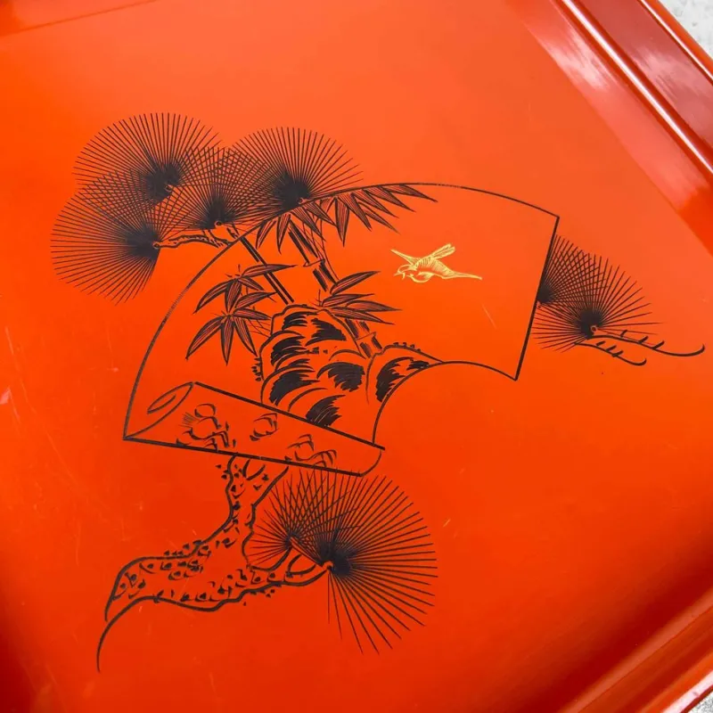 Pamono Shōwa Period Urushi Wooden Lacquer Tray, Japan, 1950s> Trays