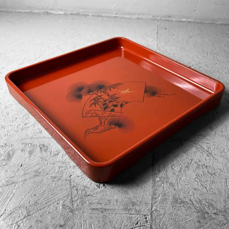 Pamono Shōwa Period Urushi Wooden Lacquer Tray, Japan, 1950s> Trays