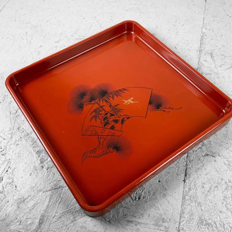 Pamono Shōwa Period Urushi Wooden Lacquer Tray, Japan, 1950s> Trays
