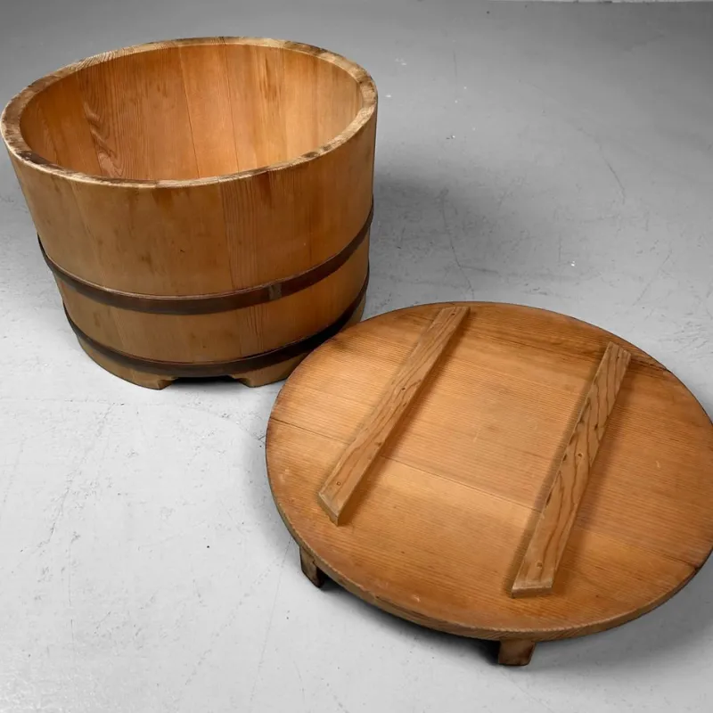 Pamono Shōwa Wooden Oke / Ohitsu Bucket, Japan, 1960s> Trunks Crates & Baskets