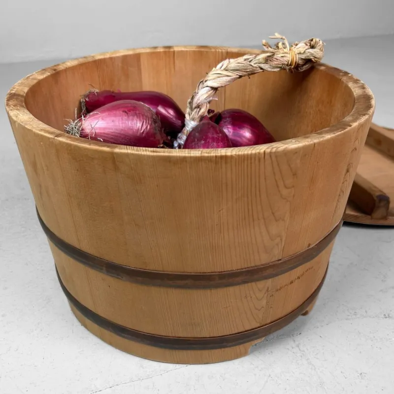 Pamono Shōwa Wooden Oke / Ohitsu Bucket, Japan, 1960s> Trunks Crates & Baskets