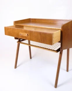 Pamono Side Table in Teak with Drawer and Wicker Shelf, 1960s