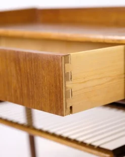 Pamono Side Table in Teak with Drawer and Wicker Shelf, 1960s