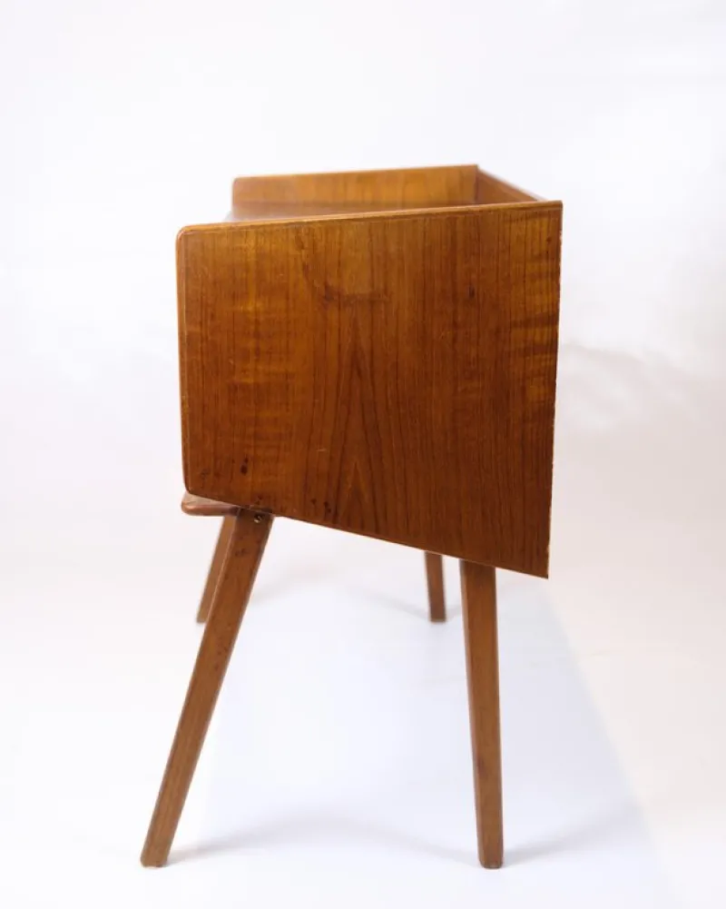 Pamono Side Table in Teak with Drawer and Wicker Shelf, 1960s