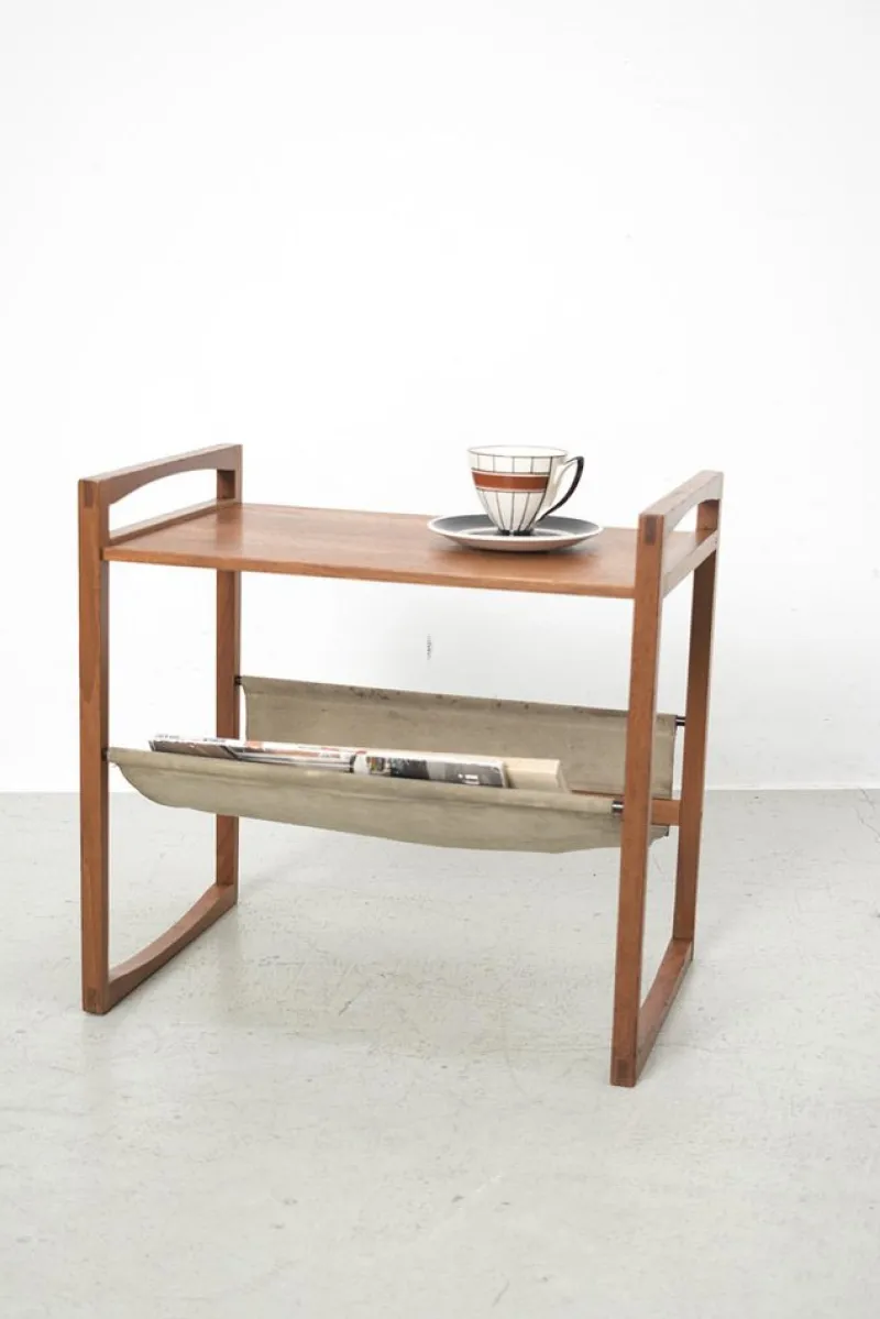 Sale Pamono Side Table with Magazine Rack from Sika Mobler