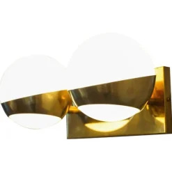 Discount Pamono Siderale Twin Shades Brass and Lattimo Glass Sconce by Silvio Piattelli
