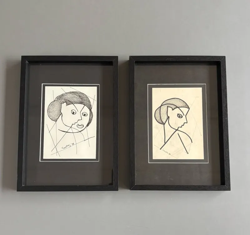 Discount Pamono Siep Van Den Berg, Post-War Constructivist Artworks, 1955, Artworks on Paper, Framed, Set of 2