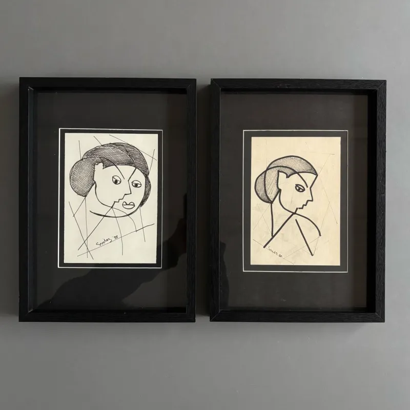 Discount Pamono Siep Van Den Berg, Post-War Constructivist Artworks, 1955, Artworks on Paper, Framed, Set of 2