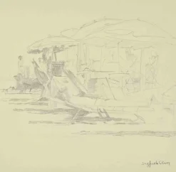 Pamono Sigfrido Oliva, At the Beach, Drawing on Paper, 1980s> Work On Paper