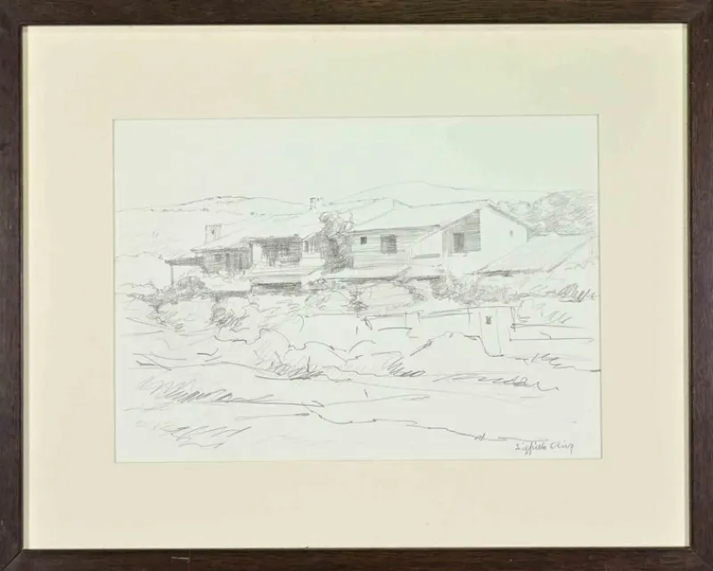 Pamono Sigfrido Oliva, Cottage, Drawing on Paper, 1980s> Work On Paper