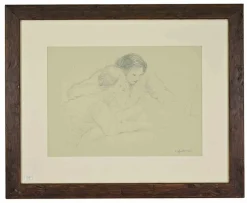 Sale Pamono Sigfrido Oliva, Girls, Drawing on Paper, 1980s
