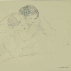 Sale Pamono Sigfrido Oliva, Girls, Drawing on Paper, 1980s