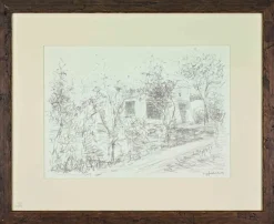Pamono Sigfrido Oliva, Landscape, Pencil Drawing, 1980s> Work On Paper