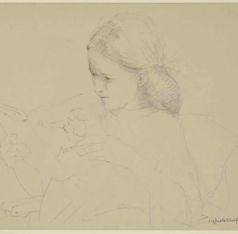 Pamono Sigfrido Oliva, Portrait of a Girl, Drawing on Paper, 1987> Work On Paper