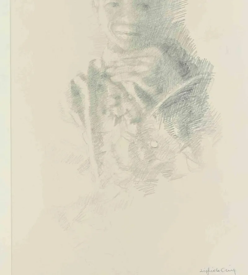 Pamono Sigfrido Oliva, Portrait, Pencil Drawing, 1980s> Work On Paper