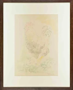 Online Pamono Sigfrido Oliva, Rooster, Mixed Media Drawing, 1990s