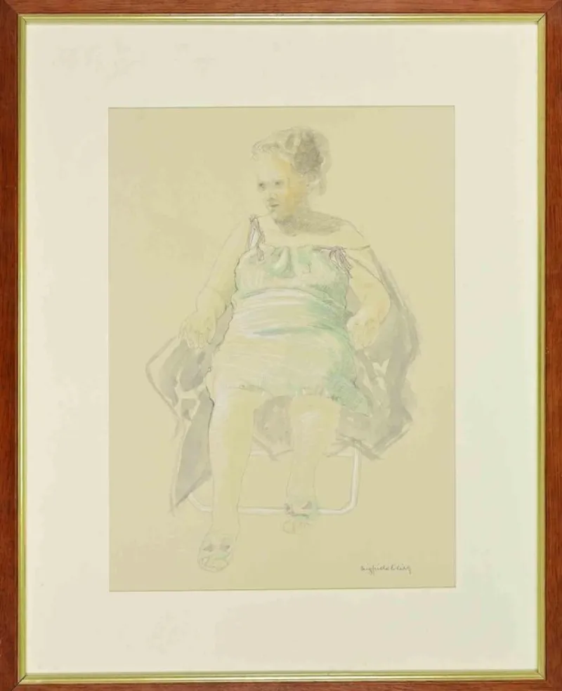 Pamono Sigfrido Oliva, Seated Woman, Drawing on Paper, 1990s> Work On Paper