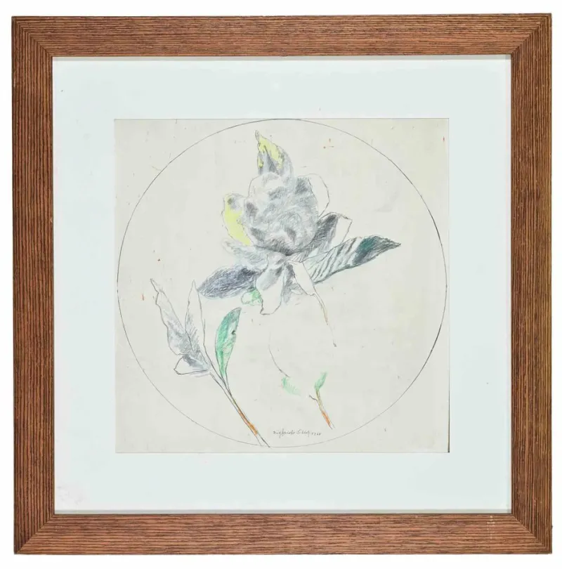 Online Pamono Sigfrido Oliva, Still Life, Pencil and Watercolor, 1978, Framed