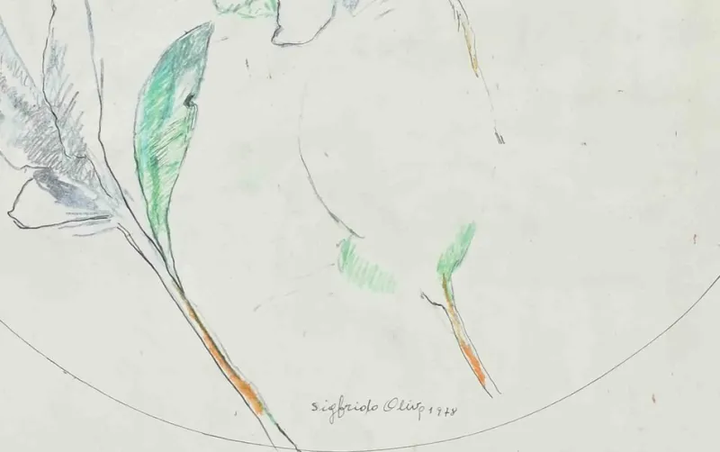 Online Pamono Sigfrido Oliva, Still Life, Pencil and Watercolor, 1978, Framed