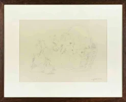 Clearance Pamono Sigfrido Oliva, Still Life, Pencil Drawing, 1980s, Framed