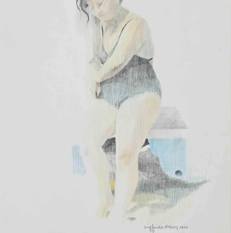 Hot Pamono Sigfrido Oliva, Woman, Drawing on Paper, 1990