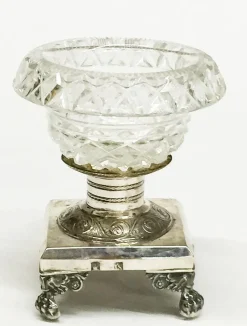 Pamono Silver & Crystal Serving Set with 2 Small Candy Dishes and 2 Salt Cellars, Set of 4><noscript><img width=