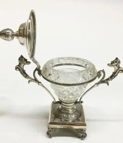 Pamono Silver & Crystal Serving Set with 2 Small Candy Dishes and 2 Salt Cellars, Set of 4><noscript><img width=