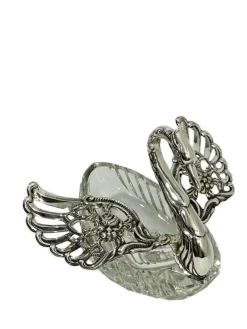 Clearance Pamono Silver & Crystal Swan Basket by Albert Bodemer, Germany