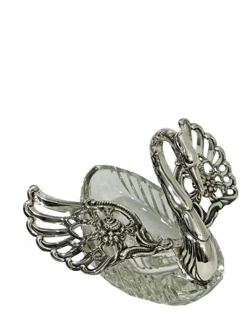 Clearance Pamono Silver & Crystal Swan Basket by Albert Bodemer, Germany