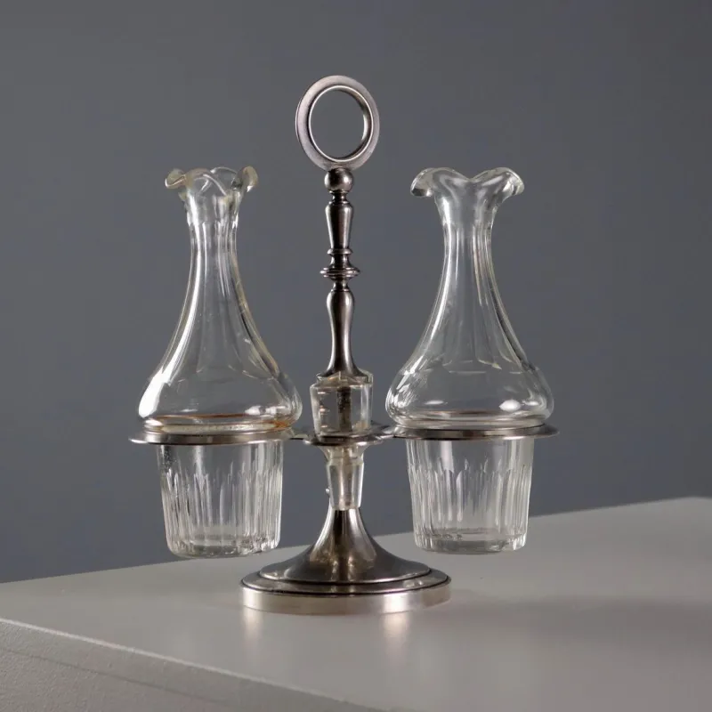 Hot Pamono Silver & Glass Oil Cruet Set from Broggi Milano