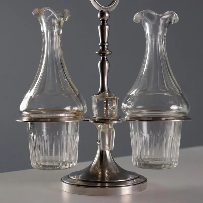 Hot Pamono Silver & Glass Oil Cruet Set from Broggi Milano