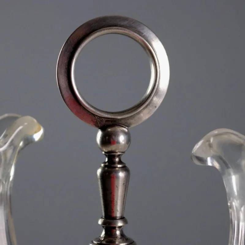 Hot Pamono Silver & Glass Oil Cruet Set from Broggi Milano