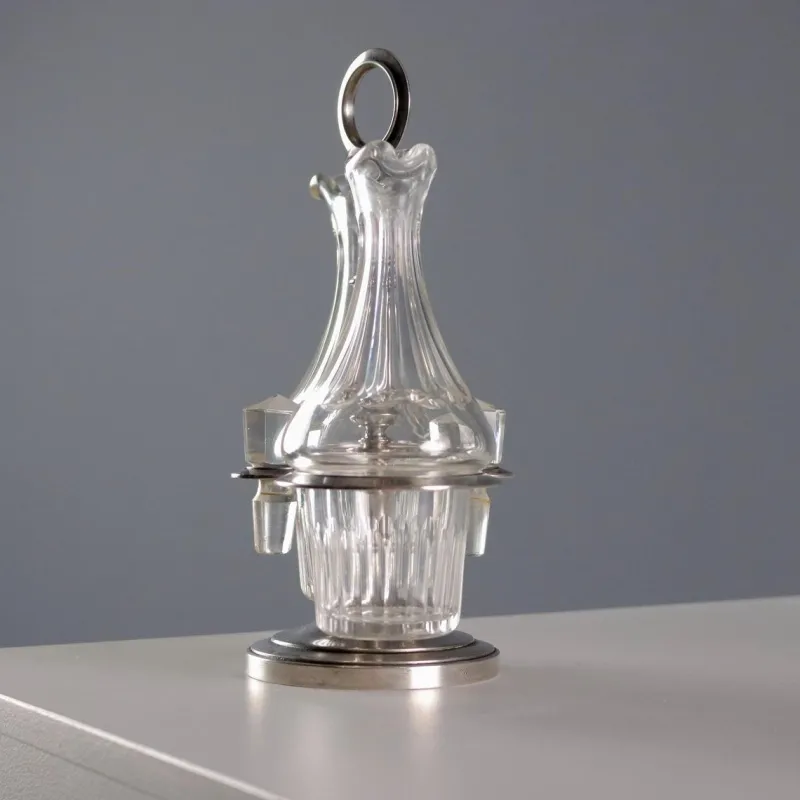 Hot Pamono Silver & Glass Oil Cruet Set from Broggi Milano