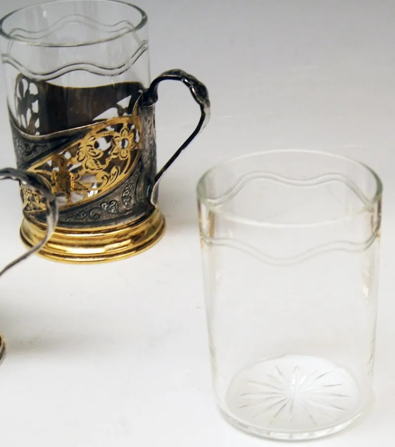 Pamono Silver 875 Tea Glasses, Moscow Russia, 1965, Set of 4> Coffee & Tea Service