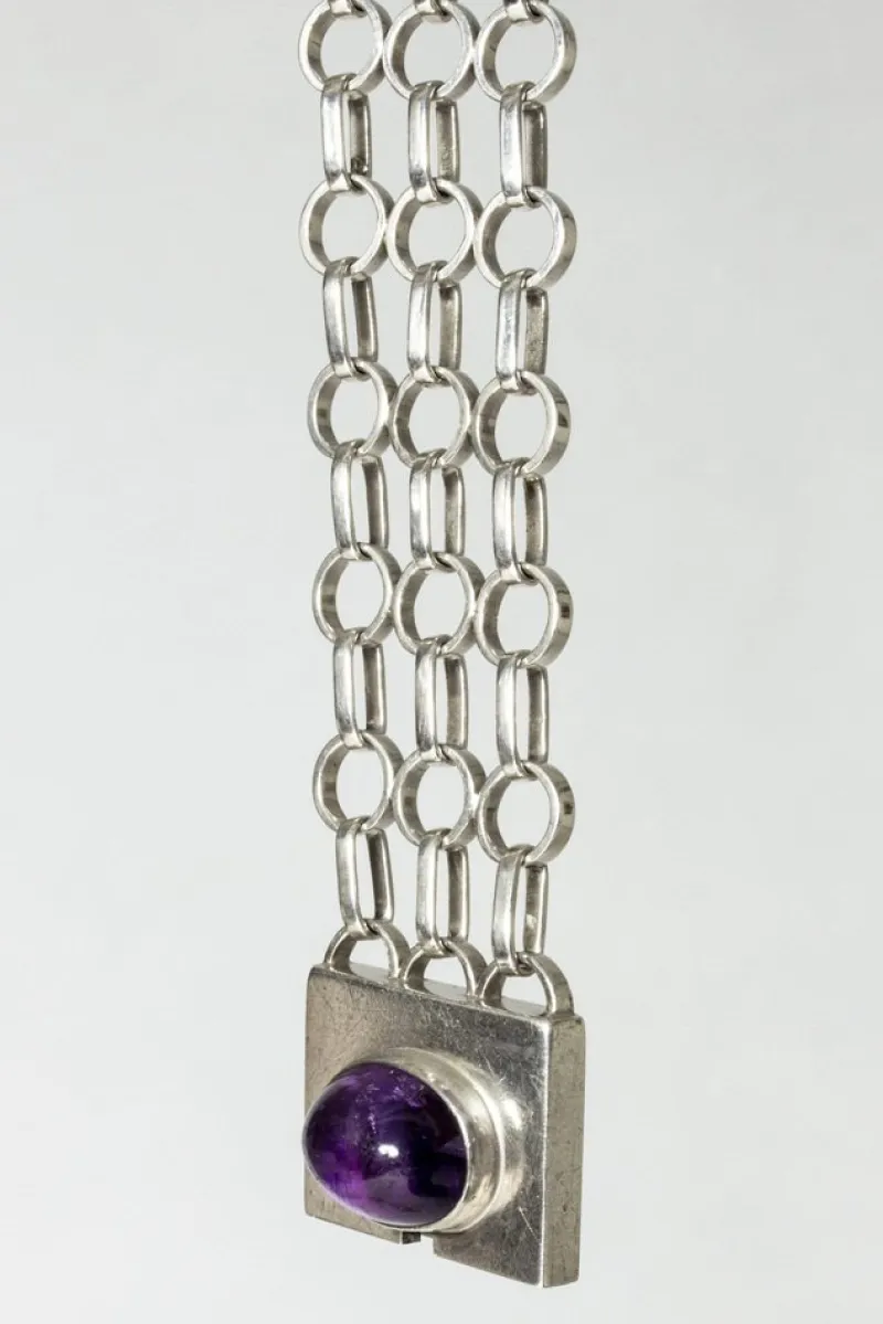 Pamono Silver and Amethyst Bracelet by Anders Högberg, 1961> Bracelets