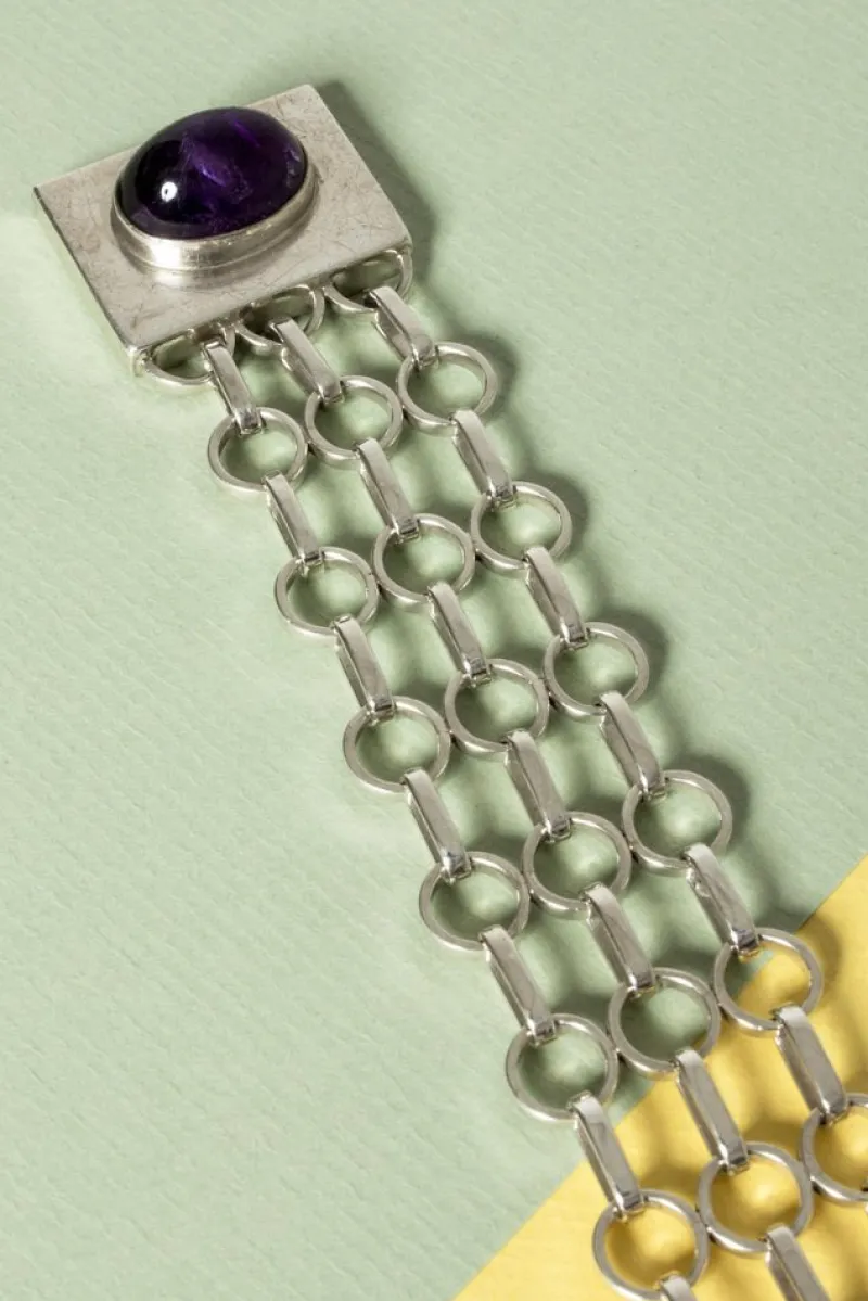 Pamono Silver and Amethyst Bracelet by Anders Högberg, 1961> Bracelets