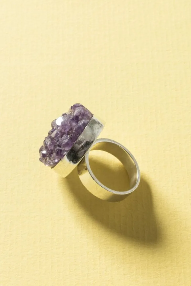 Pamono Silver and Amethyst Ring by Helge Narsakka, 1969