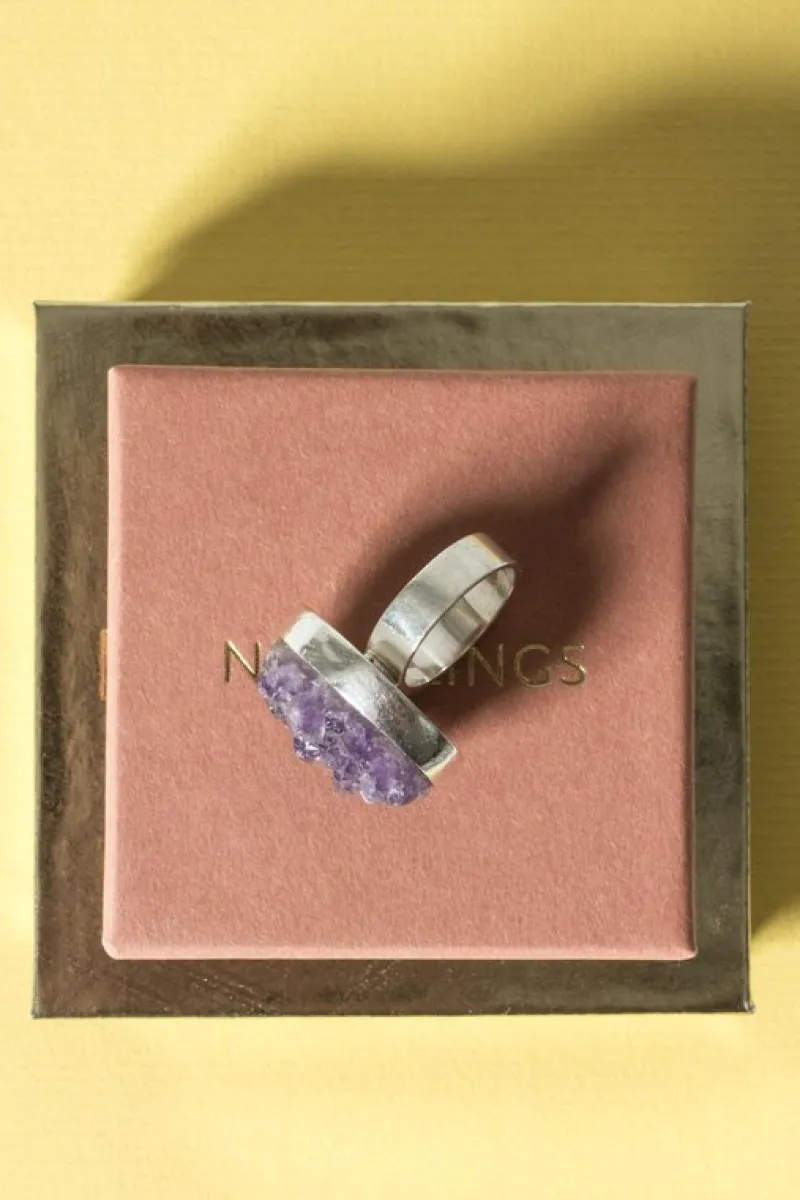Pamono Silver and Amethyst Ring by Helge Narsakka, 1969