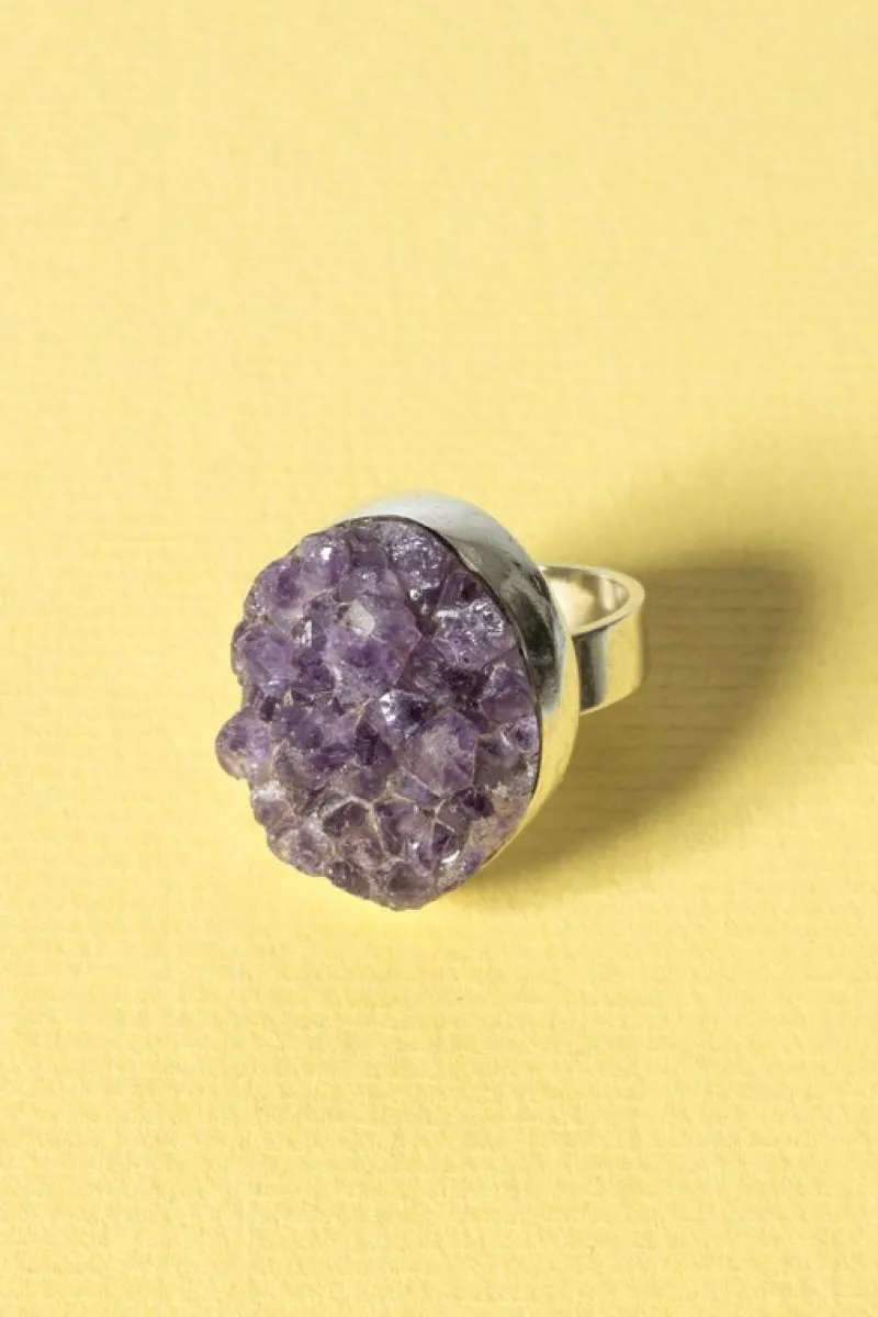 Pamono Silver and Amethyst Ring by Helge Narsakka, 1969