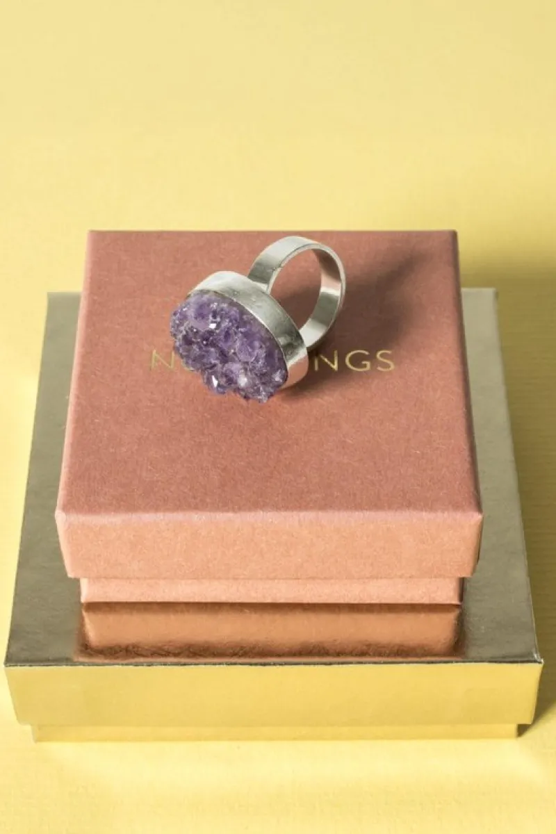 Pamono Silver and Amethyst Ring by Helge Narsakka, 1969