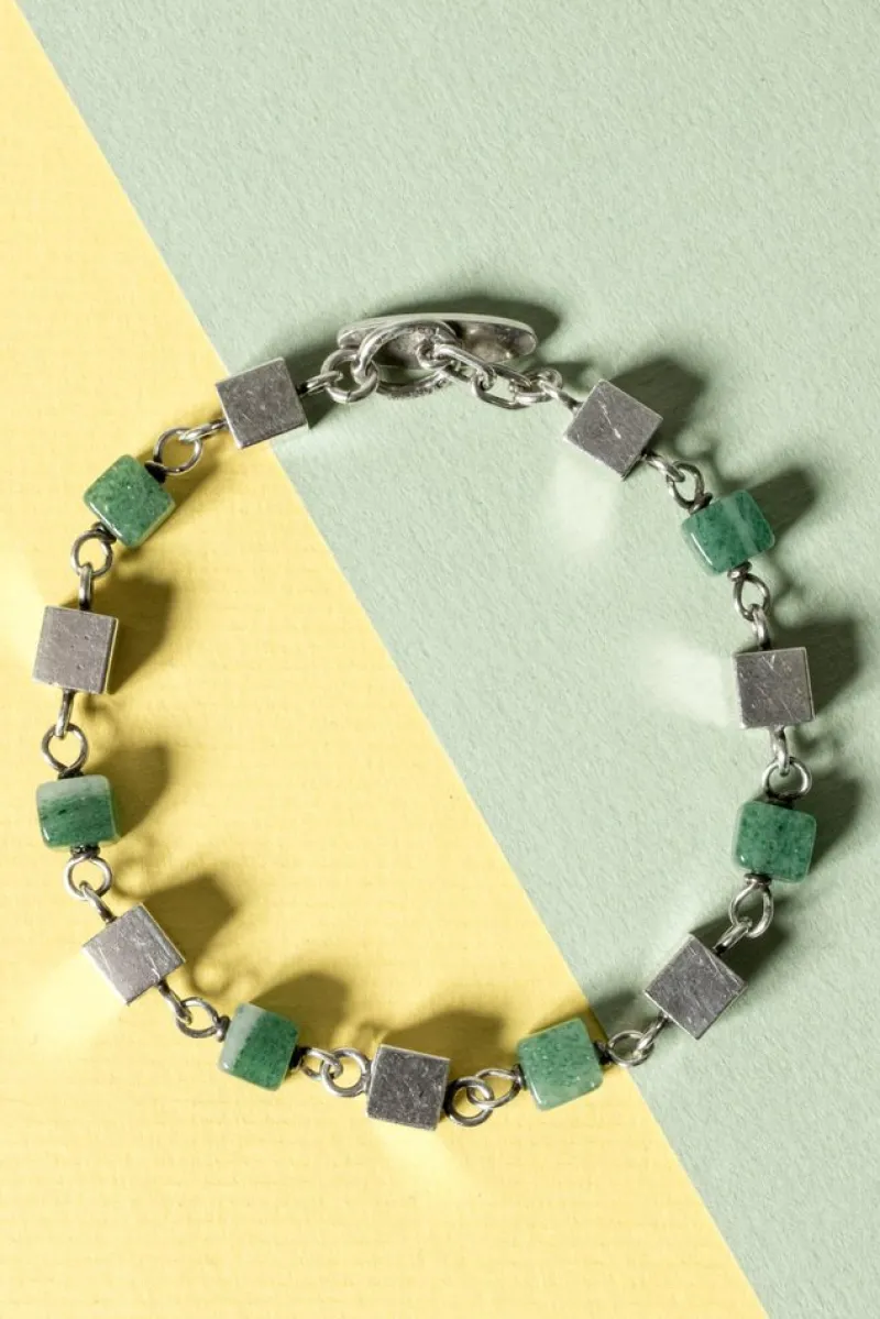 Best Pamono Silver and Aventurine Bracelet by Arvo Saarela, 1965