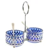 Clearance Pamono Silver and Blue Glass Salt Shaker with Round Feet, Set of 3