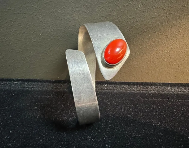 Pamono Silver and Carnelian Bracelet, 1970s> Bracelets