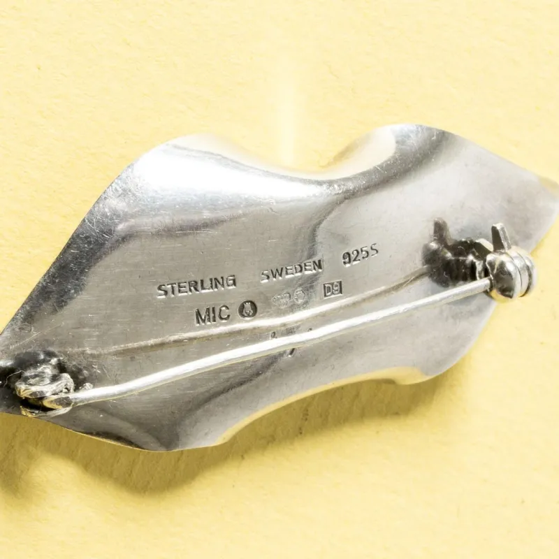 Pamono Silver and Chalcedony Brooch by Gertrud Engel, 1954> Brooches