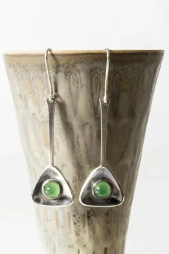 Sale Pamono Silver and Chrysoprase Earrings from Ceson, 1950s, Set of 2