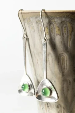 Sale Pamono Silver and Chrysoprase Earrings from Ceson, 1950s, Set of 2