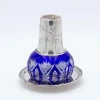 Pamono Silver and Cut Glass Night Bottle & Coaster with Flower Engravings, Set of 2> Bottles, Carafes & Jugs